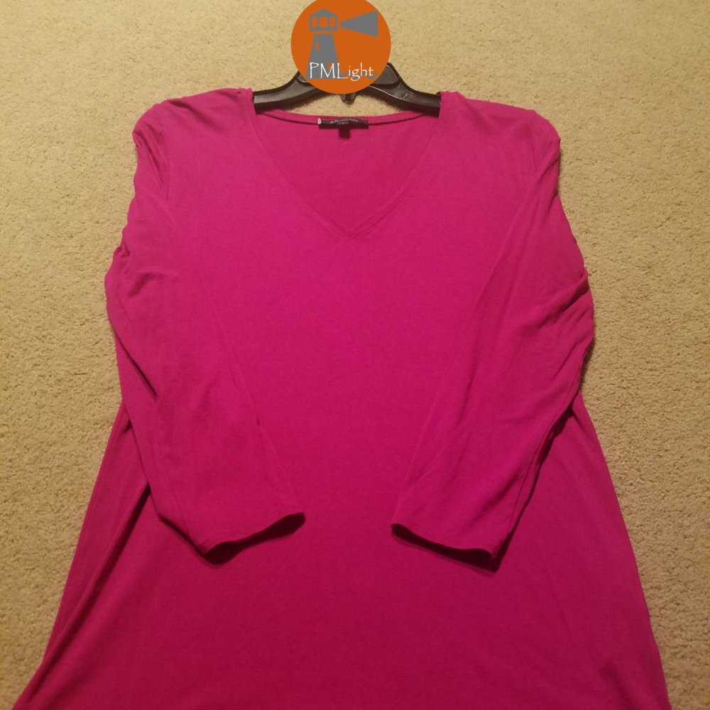 Anne Klein Small Dark Pink Top Long Sleeves V-Neck